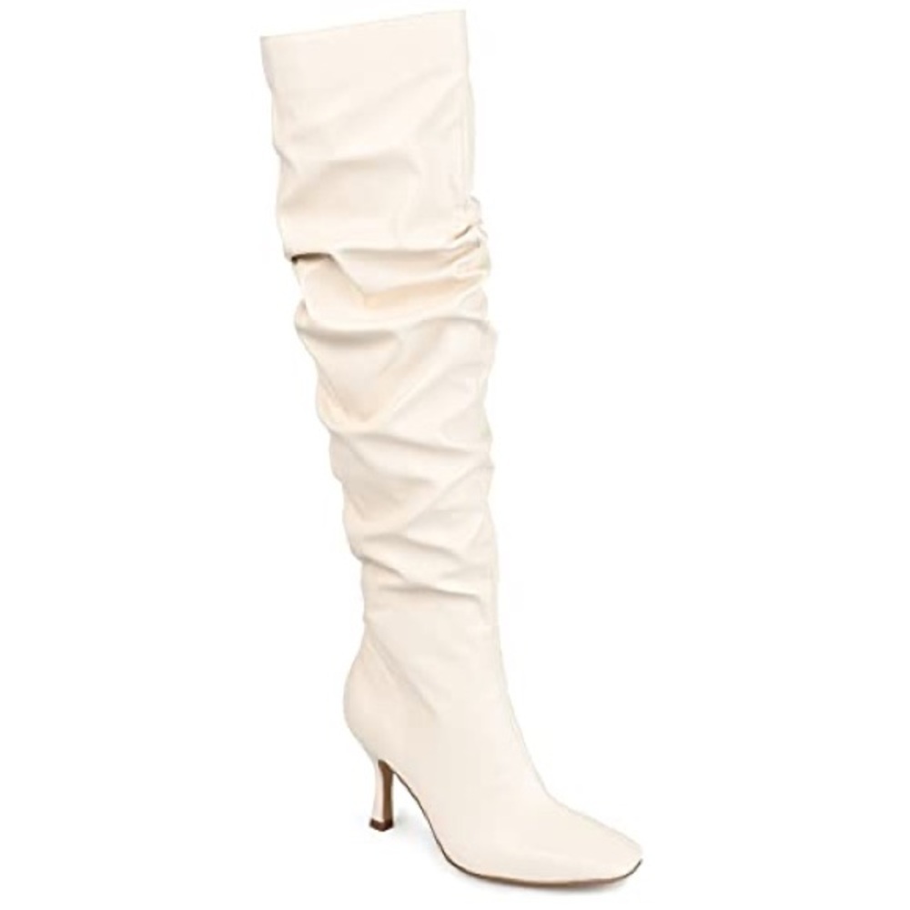 Journee Collection Cream Slouchy Over the Knee Boots - Picture 8 of 10